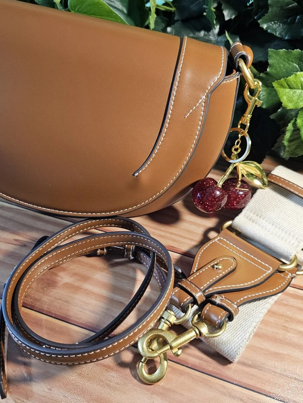ZARA Brown Structured Saddle Bag Faux Leather 3 Straps NWOT